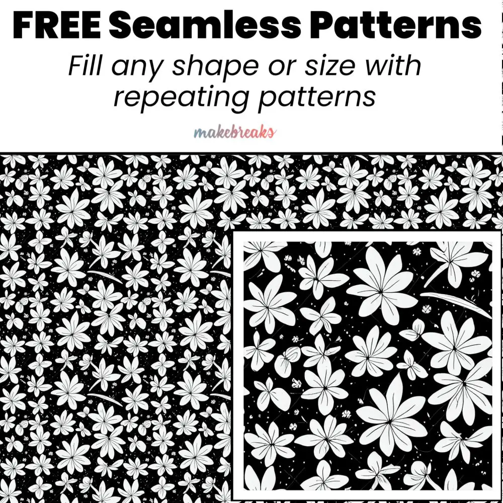 Black and White Flowers to Color Seamless Pattern Tile