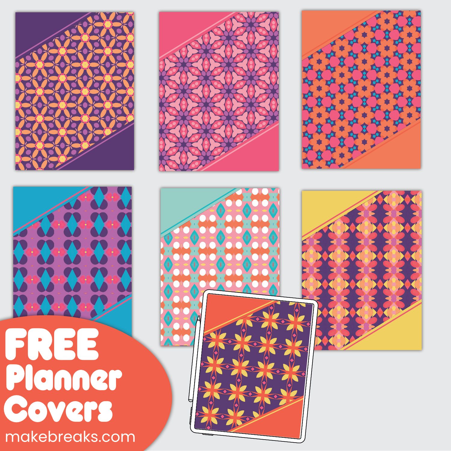 Free Colorful Digital Planner Covers Set 3 - Make Breaks