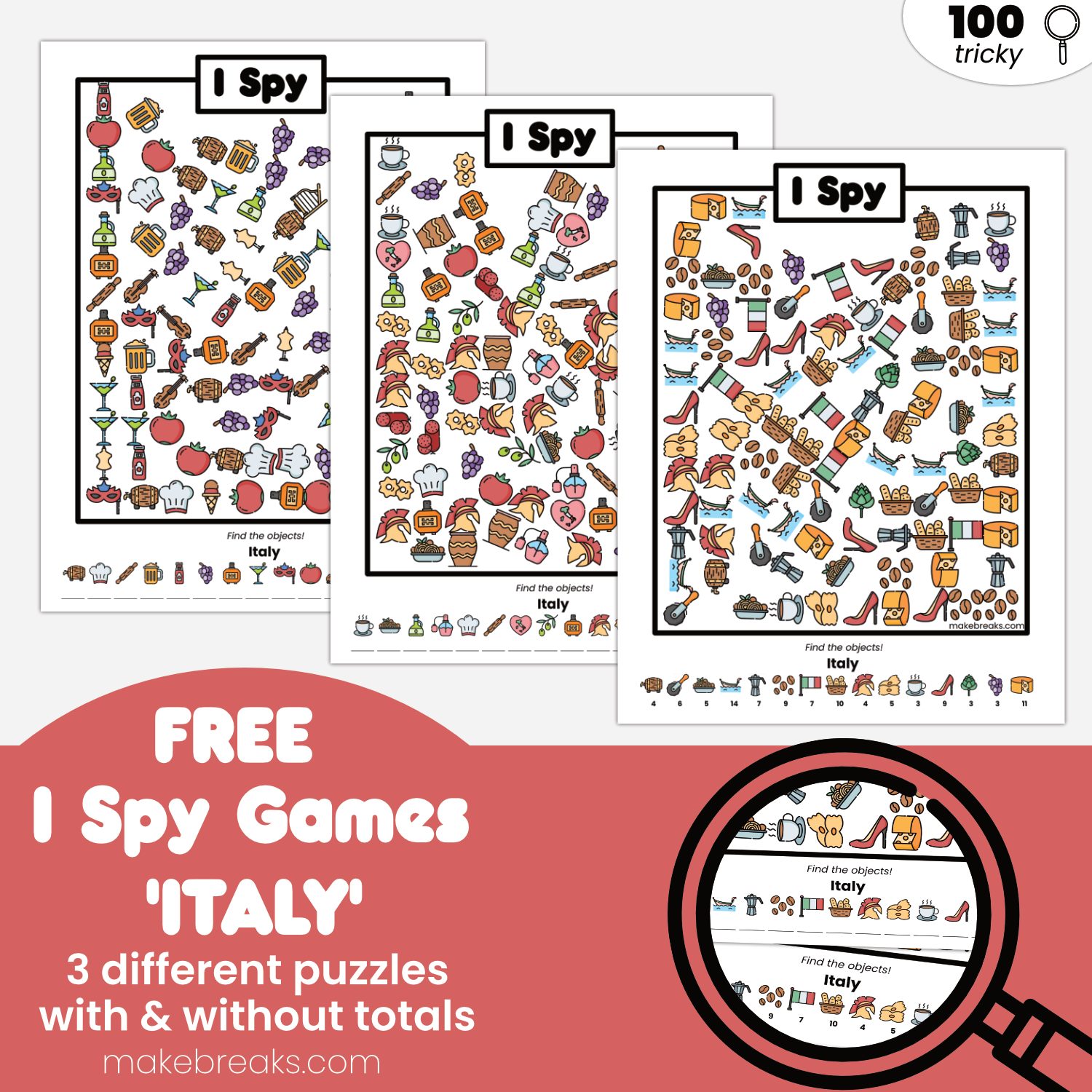 Free Italy Printable I Spy Puzzle Game