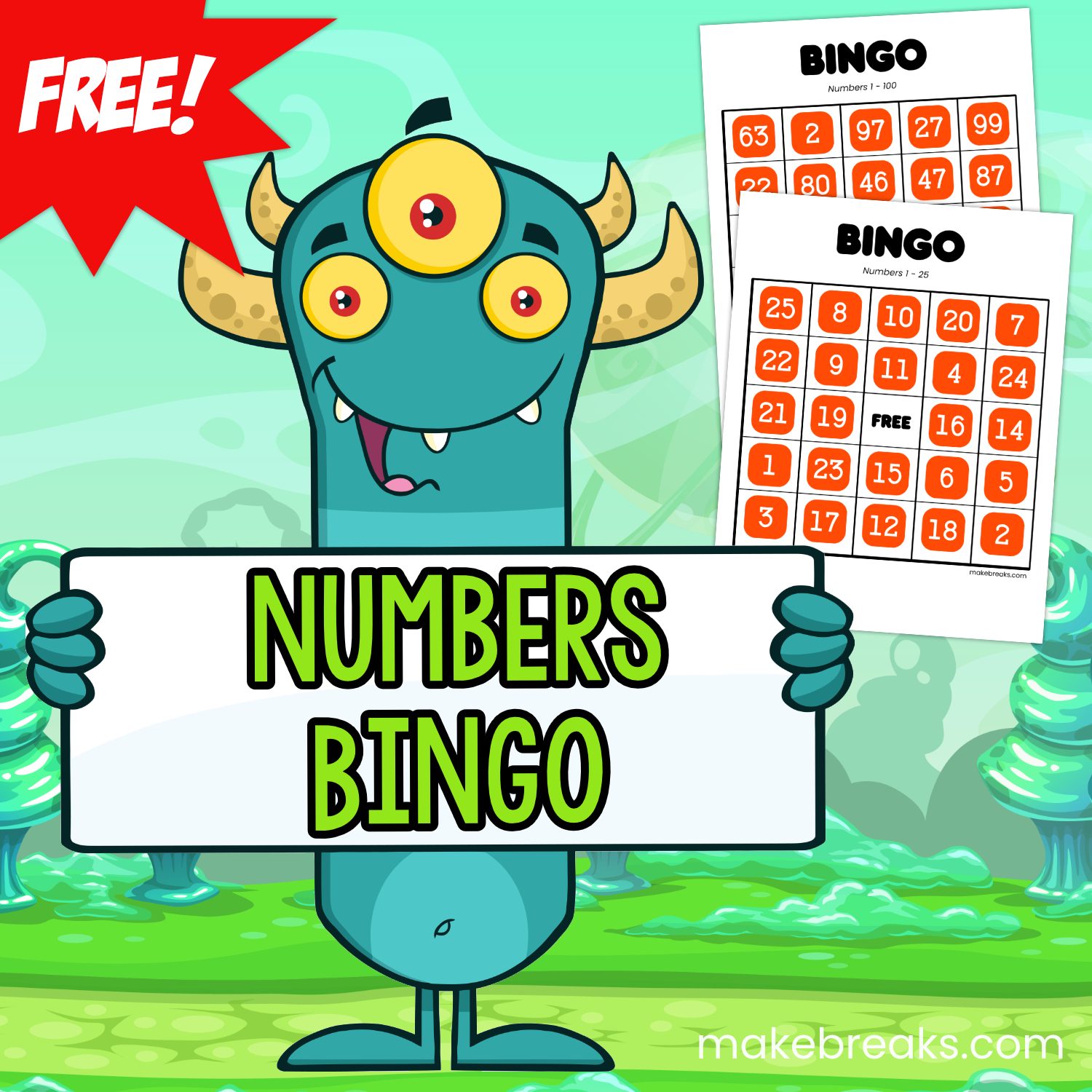 Free Printable Numbers Bingo Cards - Make Breaks
