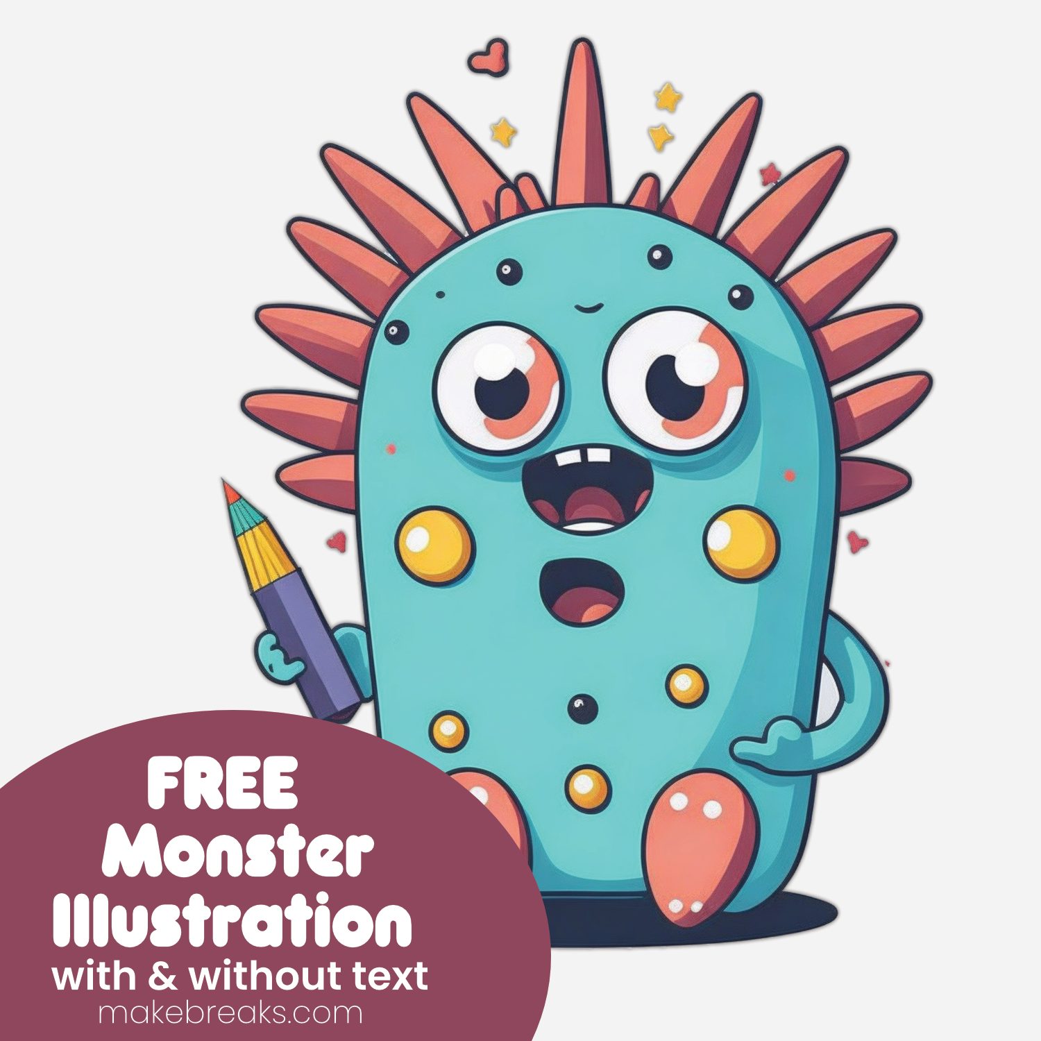 Free Cute Monster With Pencil Clipart Make Breaks 2290