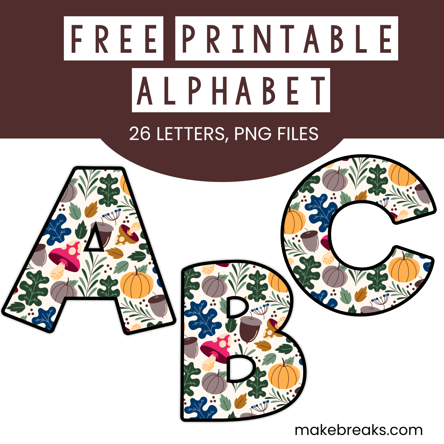 Alphabet Clipart Digital Alphabet Letter Stickers Thankful Autumn Alphabet  Art Digital Fonts Images Graphics Scrapbooking Clip Art Printable 