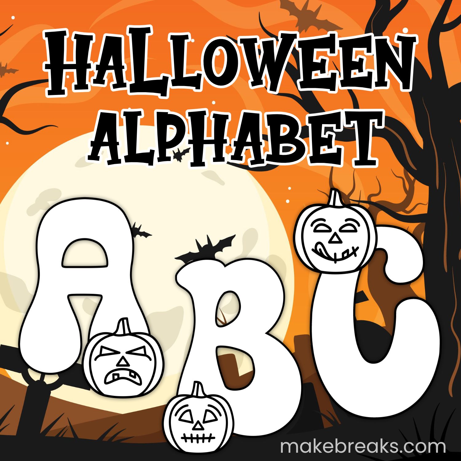 Free Halloween Alphabet Coloring Pages - Make Breaks