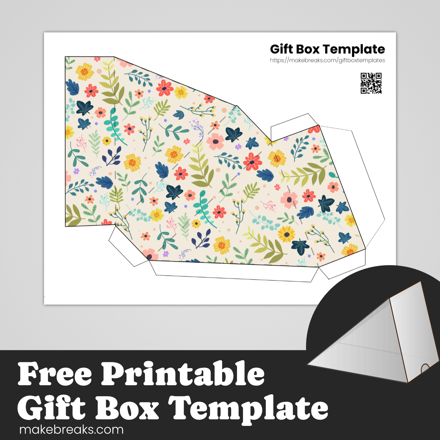 Free Printable Pie Gift Box Flower Design Make Breaks